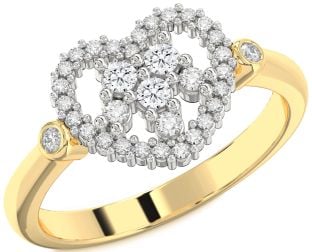Diamond Platinum & Yellow Gold Heart Three Stone Ring