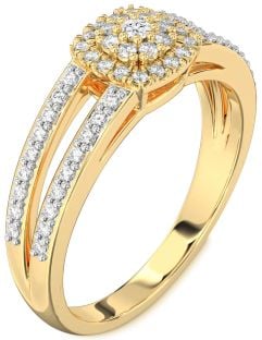 Diamond Gold Halo Round Promise Ring