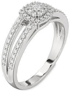 Diamond Platinum Halo Round Promise Ring