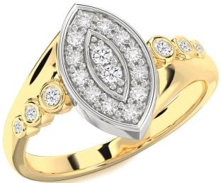 Diamond Platinum & Yellow Gold Evil Eye Ring