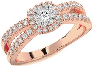 Diamond Rose Gold Halo Round Promise Ring