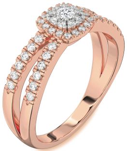 Diamond Rose Gold Halo Round Promise Ring