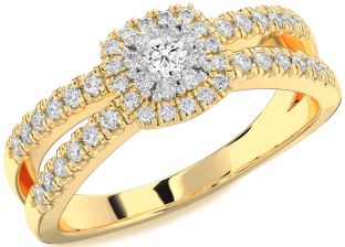 Diamond Gold Halo Round Promise Ring