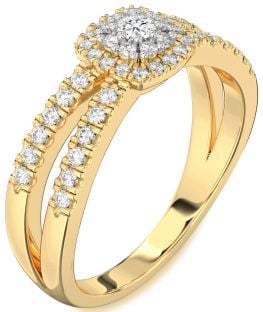 Diamond Gold Halo Round Promise Ring