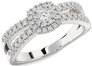 Diamond Platinum Halo Round Promise Ring