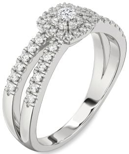 Diamond Platinum Halo Round Promise Ring
