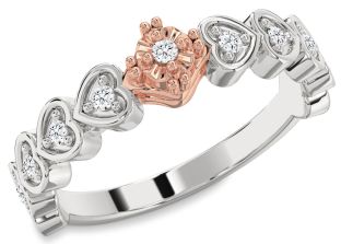 Diamond Rose Gold Silver Heart Promise Ring