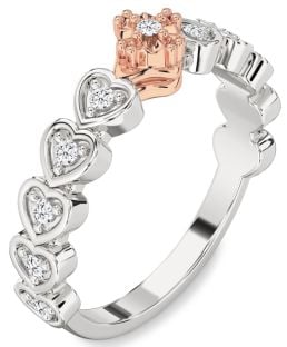 Diamond Platinum & Rose Gold Heart Promise Ring