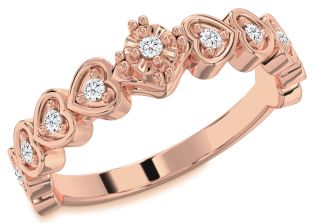 Diamond Rose Gold Silver Heart Promise Ring