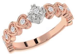 Diamond Rose Gold Silver Heart Promise Ring