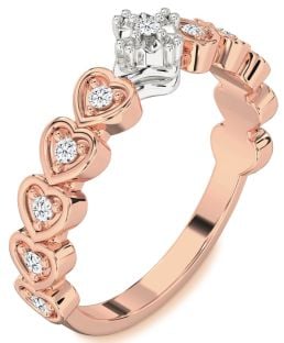Diamond Platinum & Rose Gold Heart Promise Ring