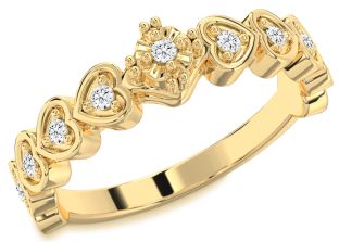 Diamond Gold Silver Heart Promise Ring
