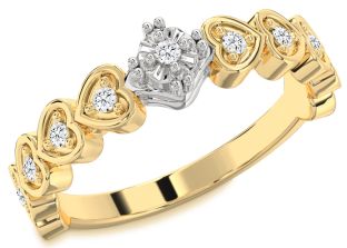 Diamond Gold Silver Heart Promise Ring