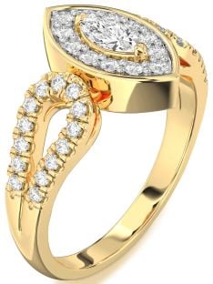 Diamond Gold Halo Marquise Promise Ring