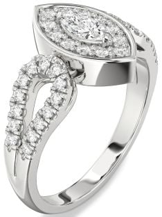 Diamond White Gold Halo Marquise Promise Ring