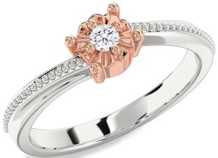 Diamond Platinum & Rose Gold Round Promise Ring
