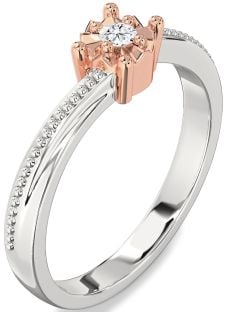 Diamond Platinum & Rose Gold Round Promise Ring