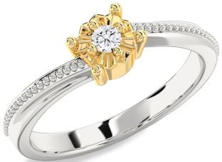Diamond Platinum & Yellow Gold Round Promise Ring