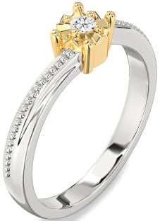 Diamond Platinum & Yellow Gold Round Promise Ring