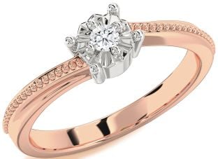 Diamond Platinum & Rose Gold Round Promise Ring