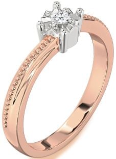 Diamond Platinum & Rose Gold Round Promise Ring