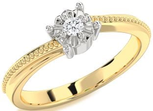 Diamond Platinum & Yellow Gold Round Promise Ring