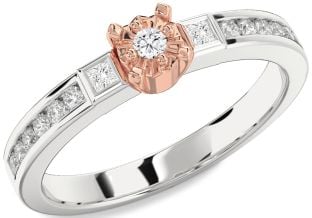 Diamond Platinum & Rose Gold Round Three Stone Engagement Ring