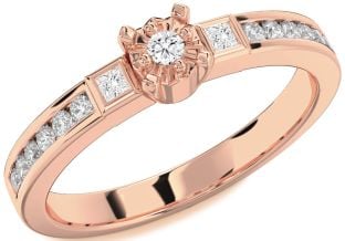 Diamond Rose Gold Round Three Stone Engagement Ring