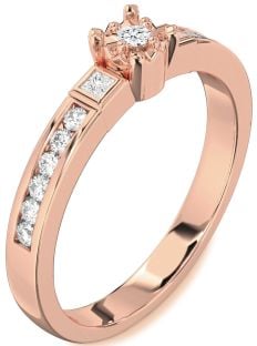Diamond Rose Gold Round Three Stone Engagement Ring