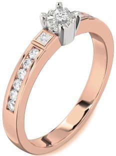 Diamond Platinum & Rose Gold Round Three Stone Engagement Ring
