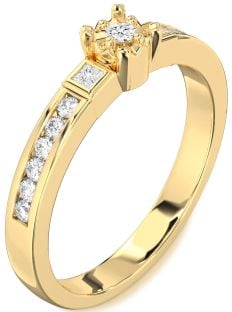 Diamond Gold Round Three Stone Engagement Ring