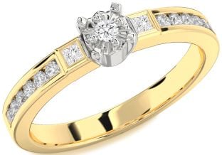 Diamond Platinum & Yellow Gold Round Three Stone Engagement Ring