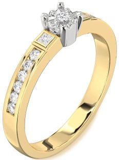Diamond Platinum & Yellow Gold Round Three Stone Engagement Ring