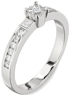 Diamond White Gold Round Three Stone Engagement Ring