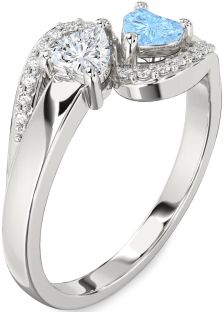 Diamond Platinum Two Heart Promise Ring