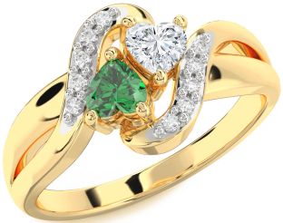 Diamond Gold Two Heart Promise Ring