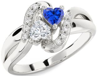 Diamond Silver Two Heart Promise Ring
