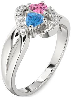 Diamond Platinum Two Heart Promise Ring