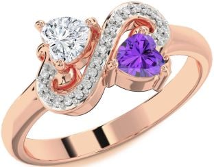 Diamond Rose Gold Two Heart Promise Ring