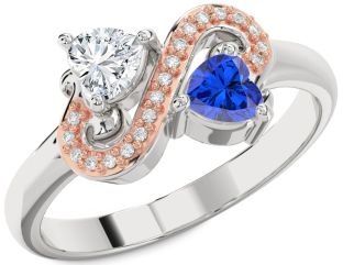 Diamond Silver Two Heart Promise Ring