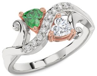 Diamond White Rose Gold Two Heart Promise Ring