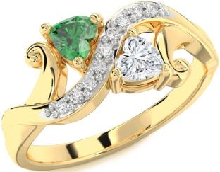 Diamond Gold Silver Two Heart Promise Ring