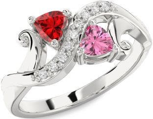 Diamond Silver Two Heart Promise Ring