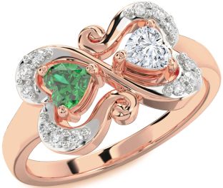 Diamond Rose Gold Two Heart Promise Ring