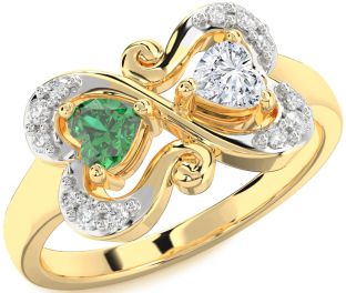 Diamond Gold Two Heart Promise Ring