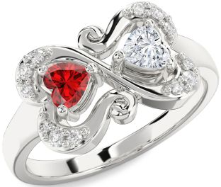 Diamond Platinum Two Heart Promise Ring