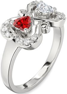 Diamond Platinum Two Heart Promise Ring