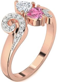 Diamond Rose Gold Two Heart Promise Ring