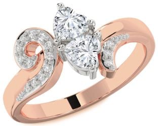 Diamond Platinum & Rose Gold Two Heart Ring