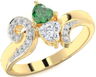 Diamond Gold Two Heart Promise Ring